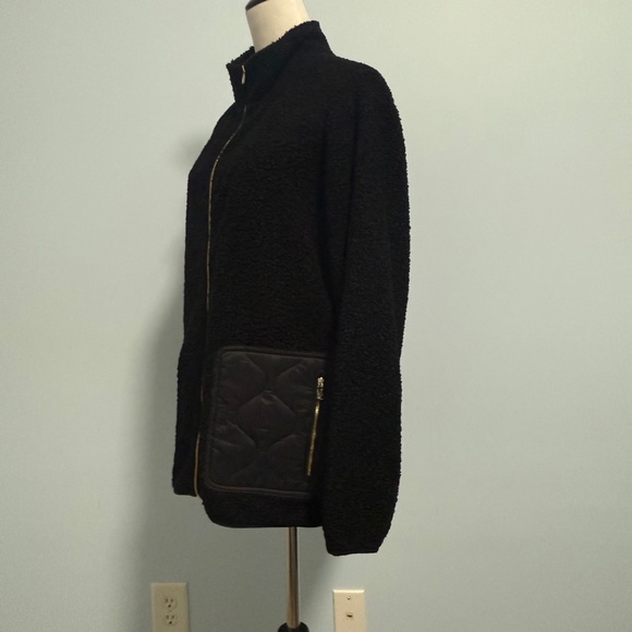 Jones New York Women's Full Zip Side Pockets Fleece Sherpa Black Jacket Size 1X - Picture 4 of 9